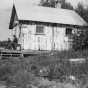 Black and white photograph of a sauna on the shore of North Star Lake, 1937.