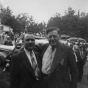 Black and white photograph of Elmer Benson and John T. Bernard at Mesaba Co-op Park, 1940.