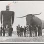 Basketball team with Paul and Babe statues, 1969