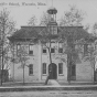 Postcard with an image of Waconia public school in 1900. Created by the St. Paul Souvenir Company in St. Paul.  Photograph Collection, Carver County Historical Society, Waconia.