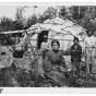 Black and white photograph of Ojibwe family, c.1860. 