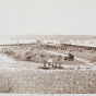 Black and white photograph of the Minnesota State Fair at Fort Snelling, 1860. 
