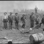 Blast hole drilling crew at the Mahoning Mine, Hibbing