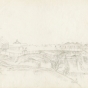 Graphite drawing of Fort Snelling, 1863.