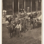 Black and white photograph of a man and a Red River cart train, ca. 1859. Photograph by Martin’s Gallery.