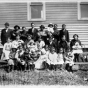 Black and white photograph of an Indian Congregation, Sawyer, Fond du Lac Reservation, 1909–1912.