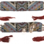 Color image of loom woven garters that originated in the area around Selkirk, Manitoba, and are possibly Ojibwe, Métis, or Cree, ca. 1820s.