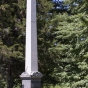 Color image of the obelisk monument in Brook Park Cemetery commemorating the victims of the 1894 fire, August 7, 2017. Photograph by Alan W. Slacter.