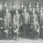 Black and white photograph of corporals in military drill squad, 1918. 