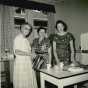 Black and white photograph of Irene Wachter Jobe, Jean Strickler, and Mrs. Robert Wurdan, 1959.