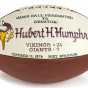 Color image of the Minnesota Vikings game ball presented to Hubert Humphrey, 1976.