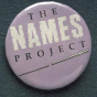 Color image of a NAMES Project Button worn by Brian Coyle when he read name from the AIDS Quilt during the Names Project Tour at the Metrodome, 1988.