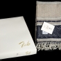 Color image of Faribo brand wool blanket in its original box, woven by Faribault Woolen Mills, 1970.