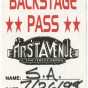Backstage pass for Soul Asylum concert at First Avenue, July 26, 1998. 
