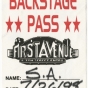 Backstage pass for Soul Asylum concert at First Avenue, July 26, 1998. 