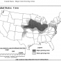 Map of the United States showing major and minor corn growing areas.