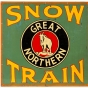 Color image of a Great Northern Railway "Snow Train" sign, ca. 1942