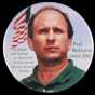 Color image of a pin-back button created to memorialize Paul Wellstone’s death in 2002. 
