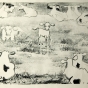 Cows and Calf, undated. Etching on paper by Clara Mairs. 