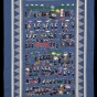 Color image of a Hmong paj ndaub, or story cloth, illustrating Hmong New Year activities. Made in at a refugee camp in Thailand, c.1980.