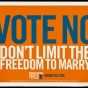 Color image of a cardboard lawn sign distributed by Minnesotans United for All Families in opposition to the Minnesota Marriage Amendment, proposed in 2012.