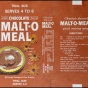 Trial-size box label for then-new Chocolate Malt-O-Meal, 1961. Used with the permission of Post Consumer Brands and Northfield Historical Society.