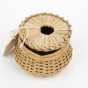 Grass hot pad and wicker basket for doll