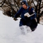 Color image of a mailman working after the Halloween Blizzard, 1991. Photograph by Stormi Greener, Minneapolis Star Tribune.