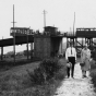 A couple posed in front of the top of the Incline station