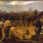 Painting showing an artist's depiction of the Fourth Minnesota entering Vicksburg after its surrender