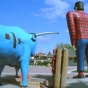 Rear view of Paul Bunyan and Babe the Blue Ox statues, 2007