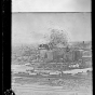 Black and white image of an artist's depiction of the Washburn A Mill explosion, 1878. 