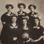 Black and white photograph of the Graham Hall basketball squad, ca.1908.