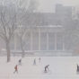 Color image of the University of Minnesota campus during the Halloween Blizzard, 1991. Photograph by Mike Zerby, RPA, Minneapolis Star Tribune.