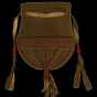 Color image of a fringed and beaded Dakota bag with drawstring closure created in the 1930s for sale to tourists.