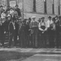 Black and white photograph of locals attending a meeting at the Northwest Experiment Station.  