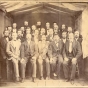 Black and white photograph of members of Pioneer Maennerchor, 1870s or 1880s.