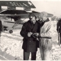 Black and white photograph of Elmer Sell and others at Sell Airfield.