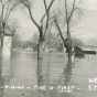 Black and white photograph of Pine and First Streets, Chaska