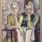 Clara and Clem, c.1930. Oil on canvas painting by Clara Mairs. 