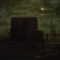 Oil painting of Round Tower by moonlight, c.1888.