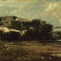 Oil-on-canvas painting of Fort Snelling. Painted by Alexis Jean Fournier in 1888.