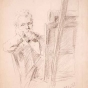 "Self Portrait Behind an Easel," 1881. Charcoal on paper by Robert Koehler.  