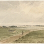 Painting of the prairie just beyond the north side of Fort Snelling, ca.1847. Painting by Seth Eastman.