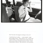 Black and white photograph of a woman driving a car with a child in the backseat, with accompanying quote, by Jane Kramer, 2004. From collection, "Photographs and Stories of Refugee Women: Perseverance, Dignity, Strength, Hope, and Peace."