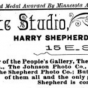 Advertisement for Harry Shepherd’s Elite Studio, located at 15 East Seventh Street in St. Paul, 1891. From the Appeal, December 19, 1891.