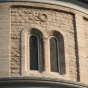 Color image of a Platteville Limestone curve of the Church of the Assumption, St. Paul, 2016. Photograph by Paul Nelson. 