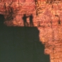 Color image showing shadows of visitors to Blue Mounds Quarry, 1995.