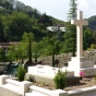 Color image of the graves of (left to right) Nelly Erichsen, Rose Cleveland, and Evangeline Whipple in Bagni di Lucca Cemetery, 2014. Photograph by Tilly Laskey. 