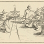  Cartoon showing the tug-of-war between the cities of Minneapolis and St. Peter for the location of the new Gustavus Adolphus College, from Manhem: Gustavus Adolphus Annual, 1904. 